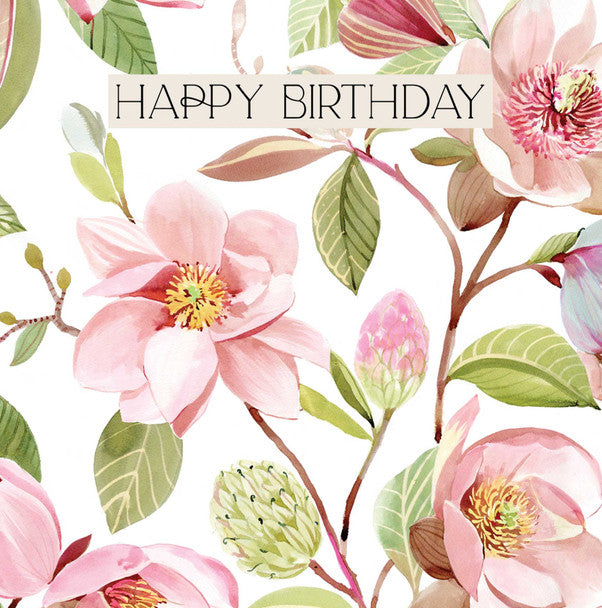 Magnolia Flower Birthday Card