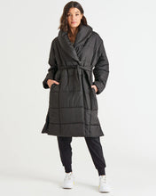 Load image into Gallery viewer, Betty Basics Shawl Oversized Collar Quilted Padded Puffer Jacket - Black