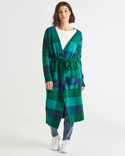 Load image into Gallery viewer, Betty Basics Swift Wraparound Oversized Tie Waist Cardigan - Green/Blue Check