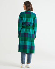 Load image into Gallery viewer, Betty Basics Swift Wraparound Oversized Tie Waist Cardigan - Green/Blue Check
