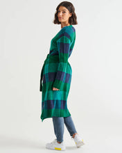 Load image into Gallery viewer, Betty Basics Swift Wraparound Oversized Tie Waist Cardigan - Green/Blue Check