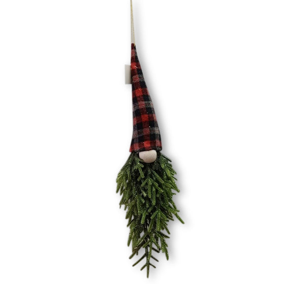 Hanging Gnome with Black Check Hat
