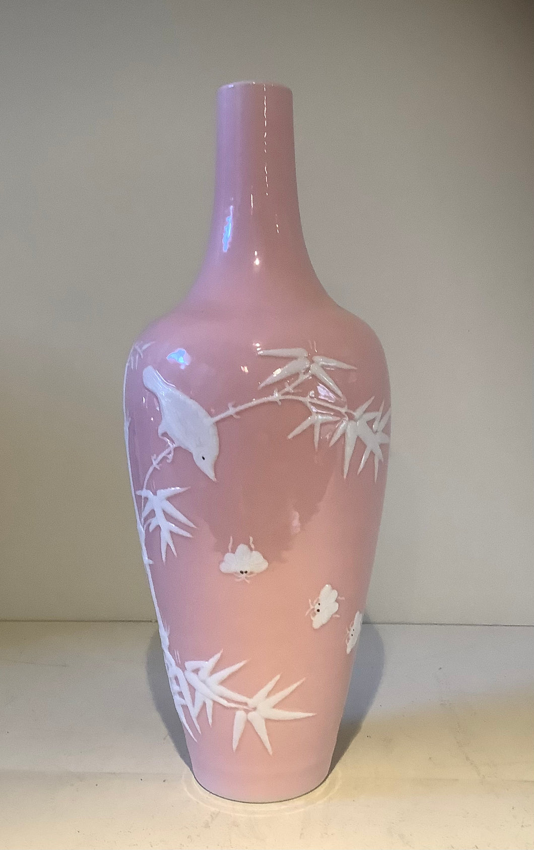 Pink Tall Neck Ceramic Vase Design 1