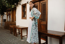 Load image into Gallery viewer, Blue &amp; White Floral Long Kimono
