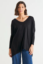Load image into Gallery viewer, Betty Basics Kyoto V-Neck Loose Stretchy Basic Tee - Black
