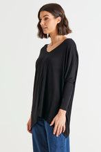 Load image into Gallery viewer, Betty Basics Kyoto V-Neck Loose Stretchy Basic Tee - Black
