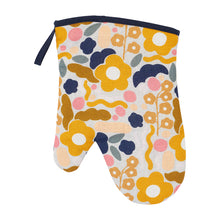 Load image into Gallery viewer, Linen Oven Mitt - Floral Puzzle
