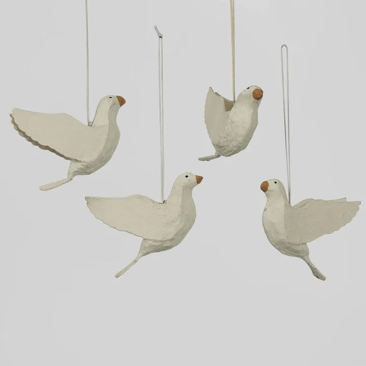 Mache Bird of Peace Hanging Ornament (set of 4)
