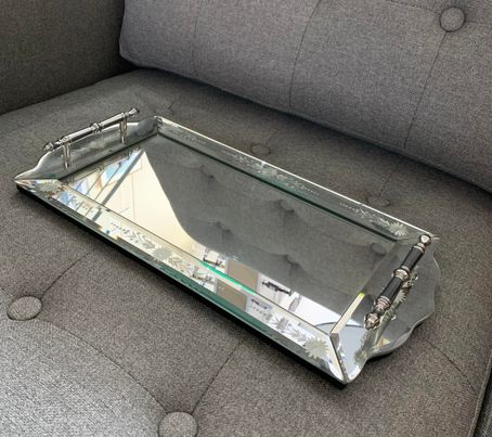 Antique Style Glass Mirror Tray