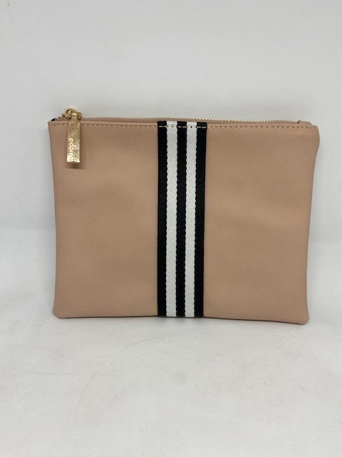Adorne Nude with Stripe Zip Pouch