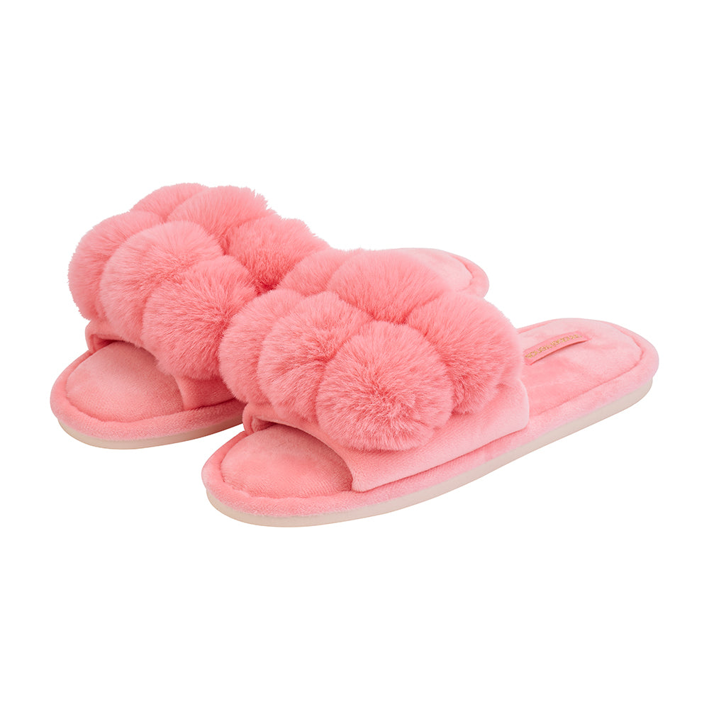 Cosy Lux Pom Pom Slipper - Coral Pink