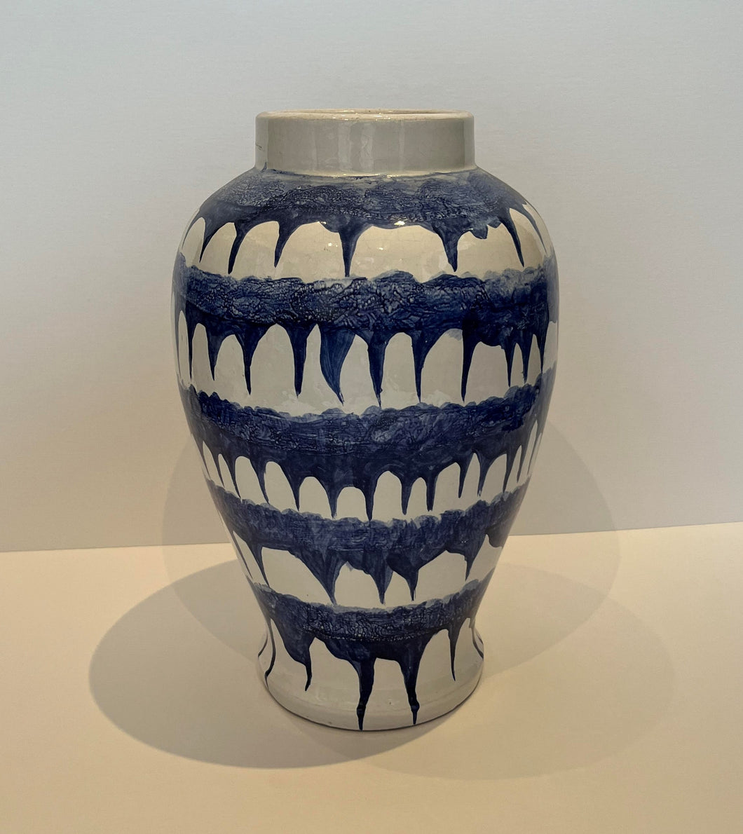 Blue & White Ceramic Paint Dribble Jar