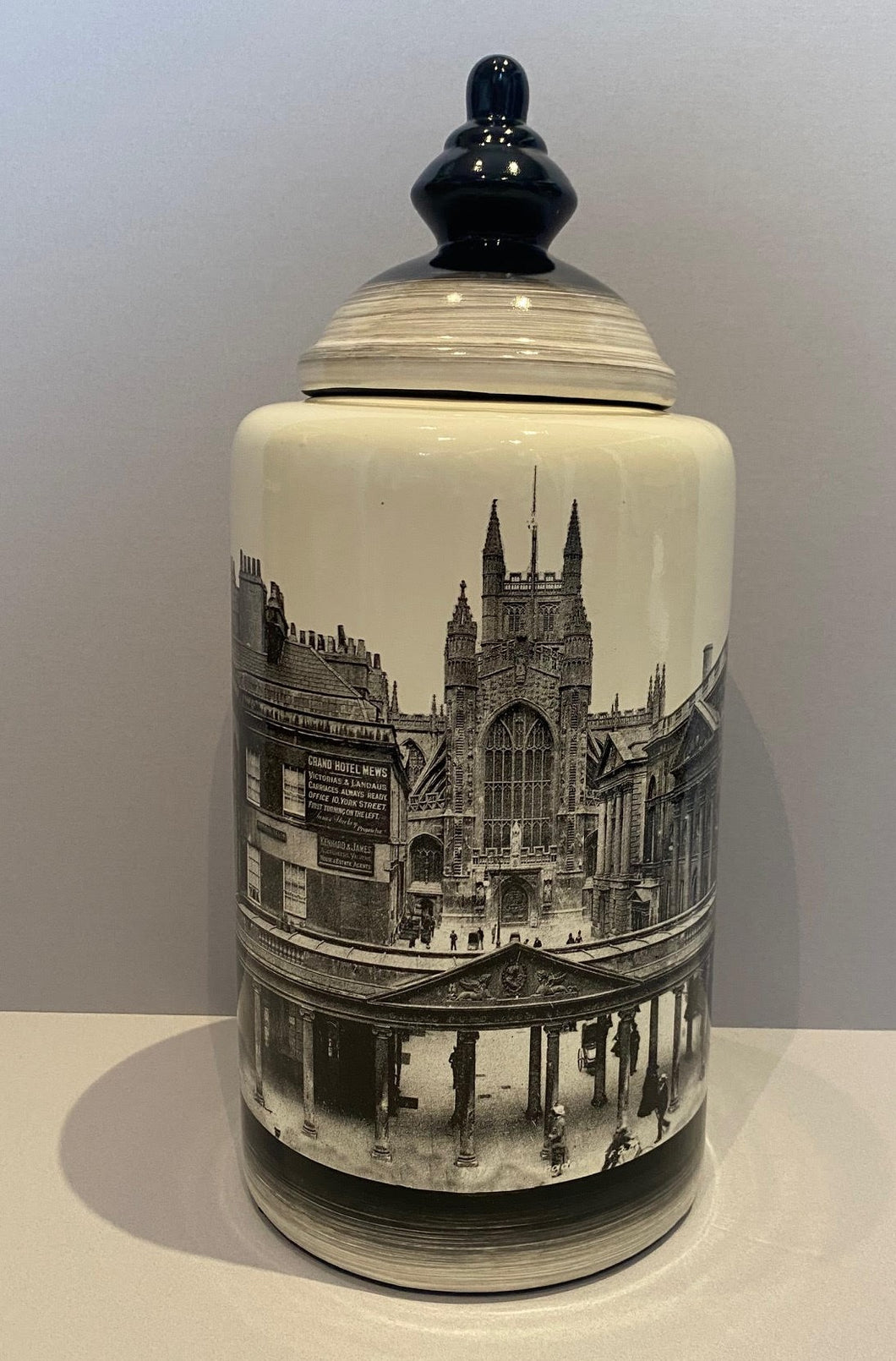 Historic Buildings on Vase with Lid - Large