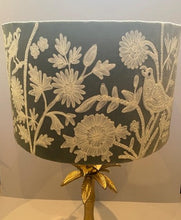 Load image into Gallery viewer, Drum Lampshade - Peacock &amp; Flowers Moss Green
