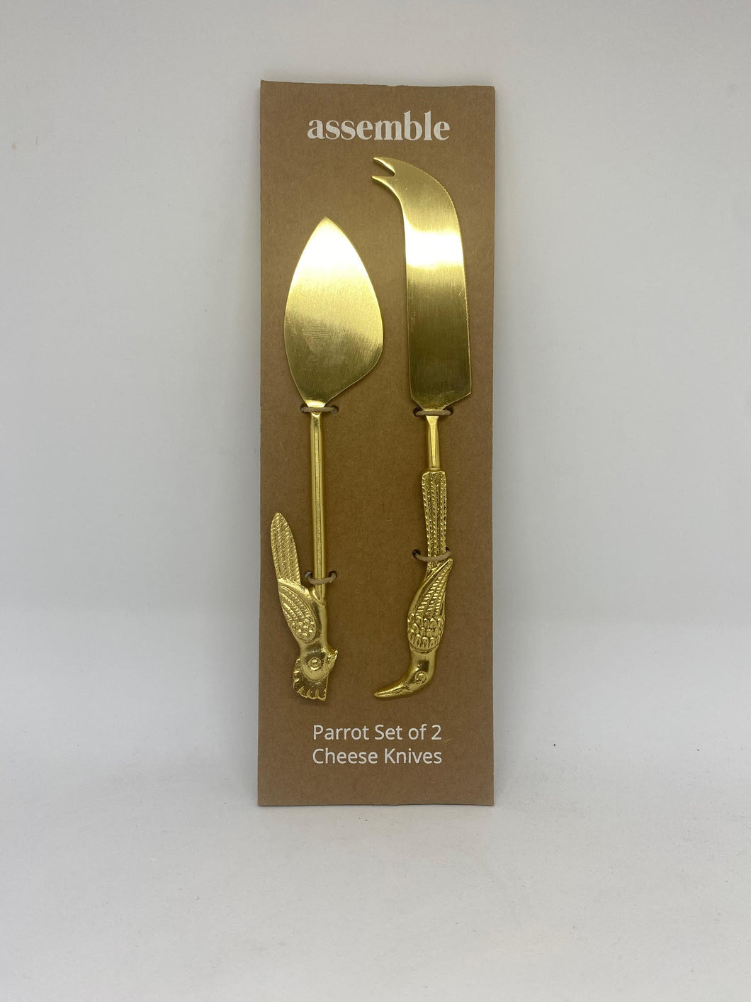 Parrot Brass Cheese Knives