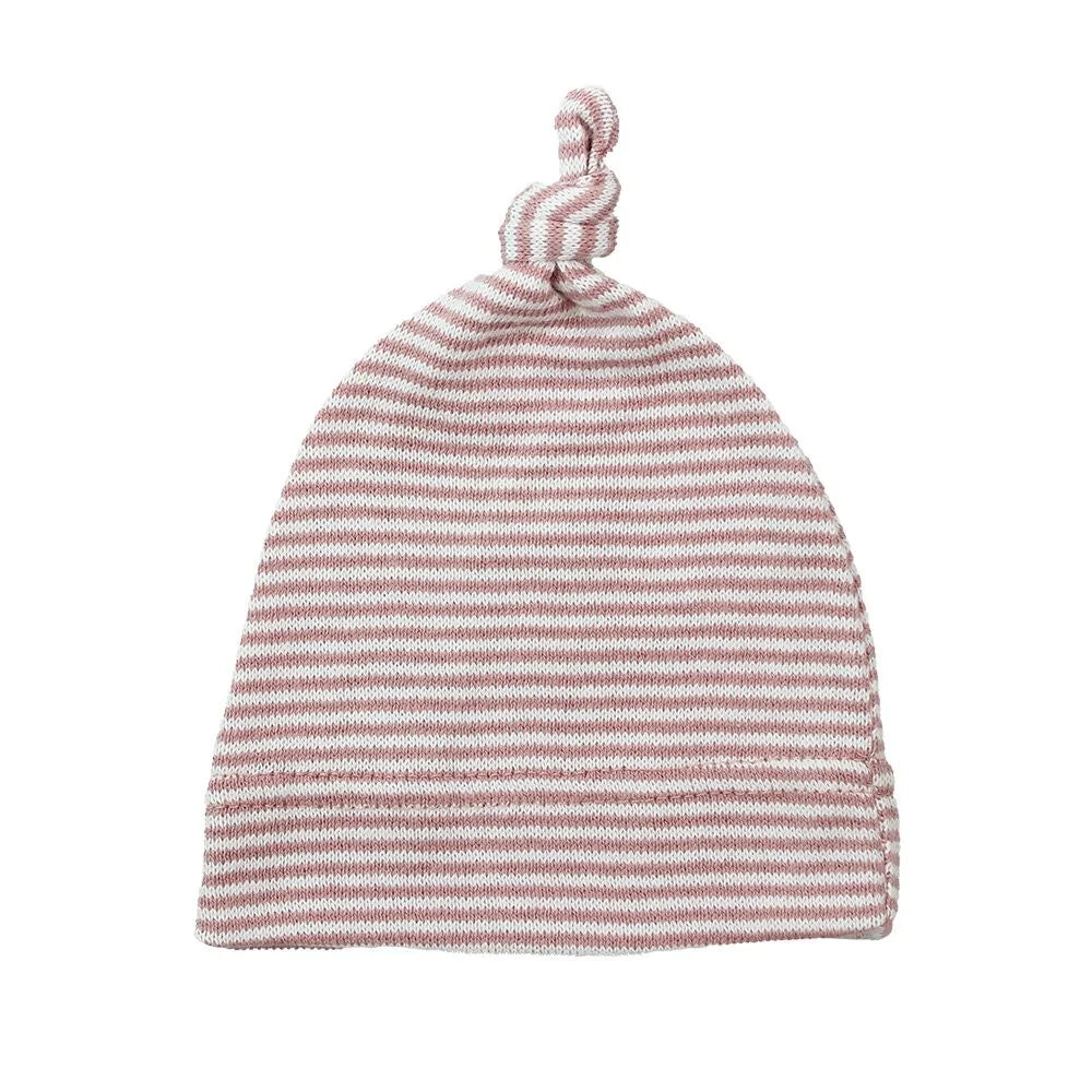 Topknot Cotton Stripe Baby Hat - Musk